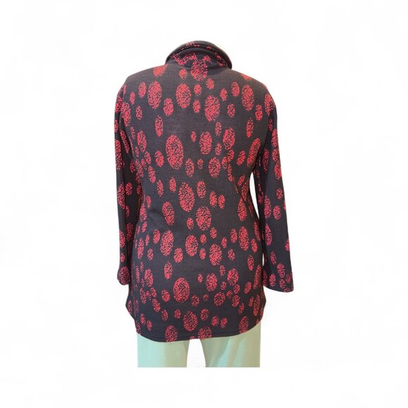 Creation Red & Black Long Sleeve Collared Ribbed Knit Tunic Women's XL - Picture 3 of 11